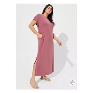 Torrid Pink&Gray Stripe Knit Maxi Dress Sz.4